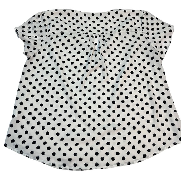 41 Hawthorn XXL Polka Dot Blouse White Black Short Sleeve Top Lined Front - Picture 5 of 10